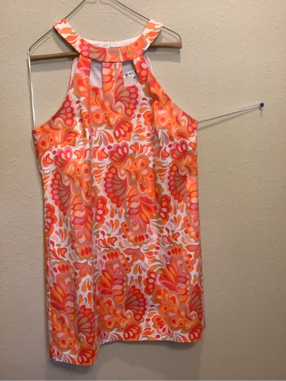 Trina Turk Pink and Orange Halter-Style Midi Dress